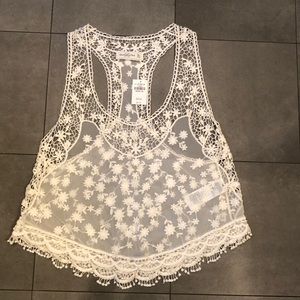 Abercrombie & Fitch Sheer Embroidered Top